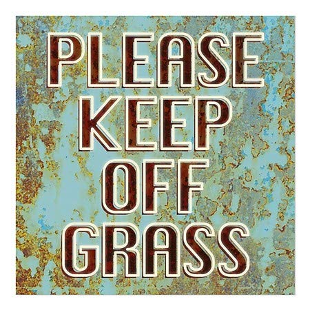 Cgsignlab | אנא שמור על דשא -גוסט בגילאי כחול נצמד חלון | 12 x12